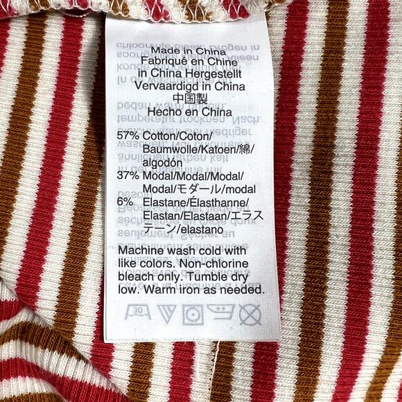 Madewell Swingy Tee Dress in Stripe Red Burnt Orange White Womens Medium - Picture 10 of 11